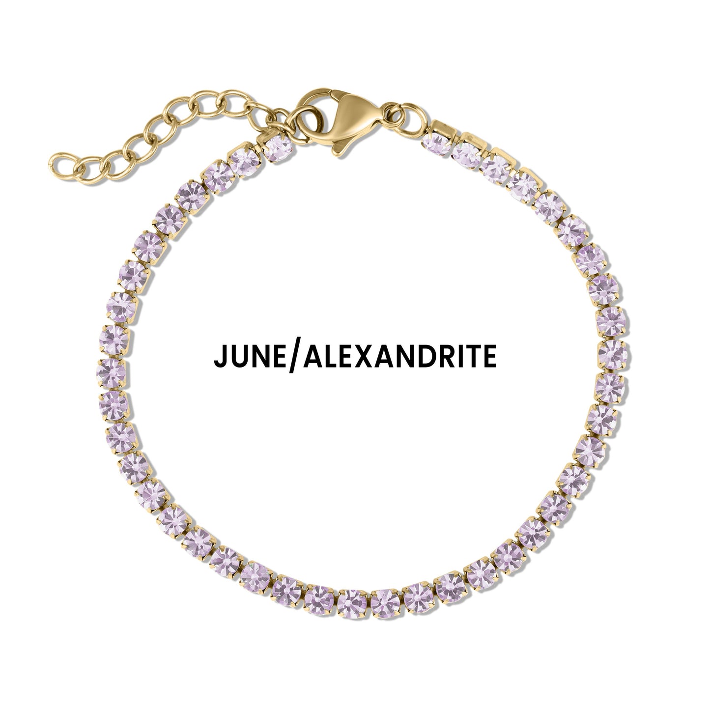 Alexandrite June Birthstone Tennis Bracelet Gold