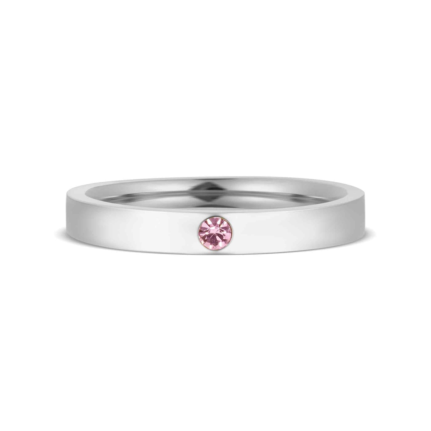 Tourmaline October Birthstone Band Stacking Ring Silver