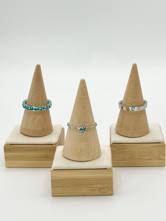 March Stack Rings Aquamarine Silver