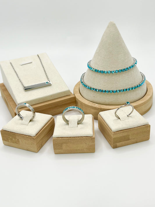 March Stack Aquamarine Silver