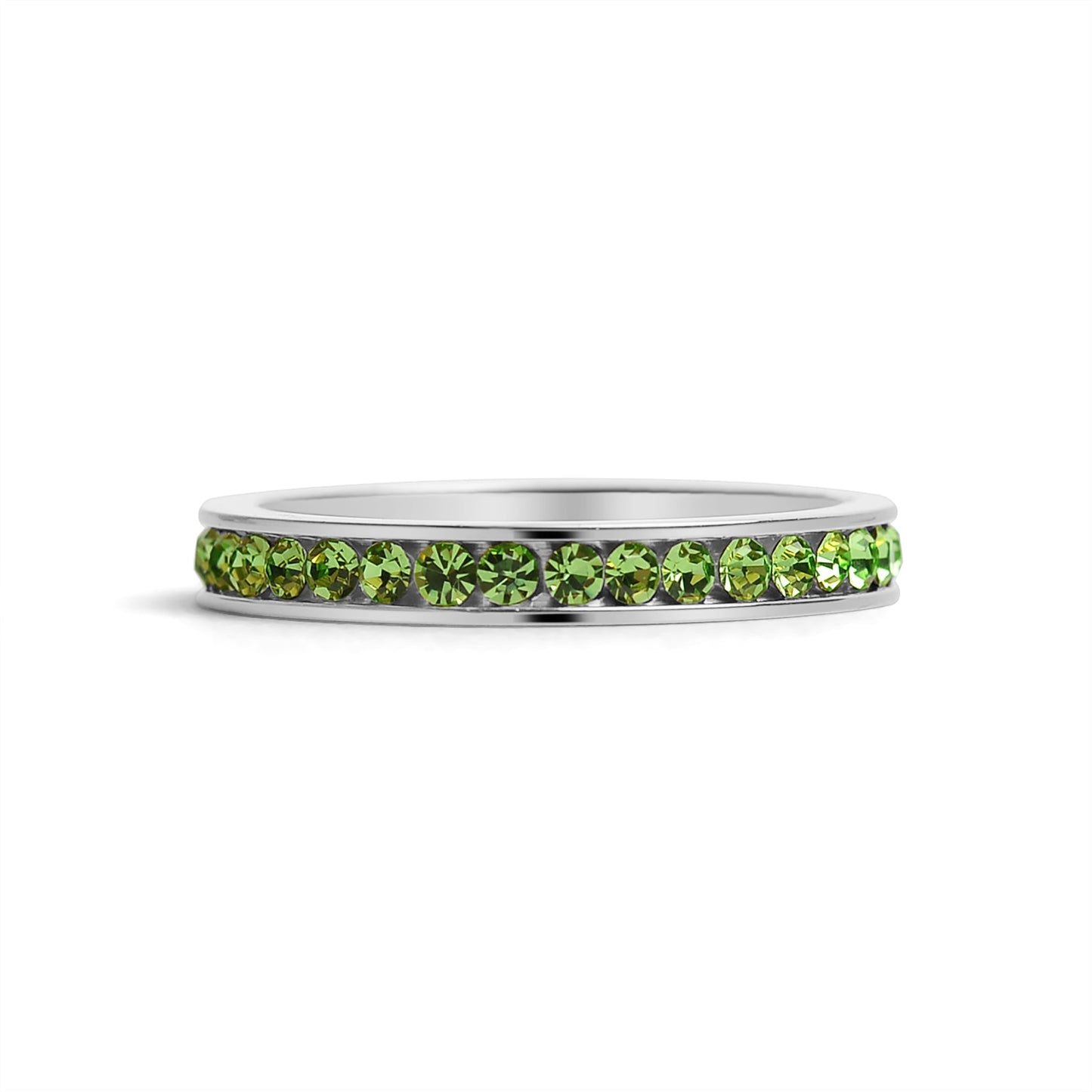 Peridot August Stainless Steel Eternity Ring Silver